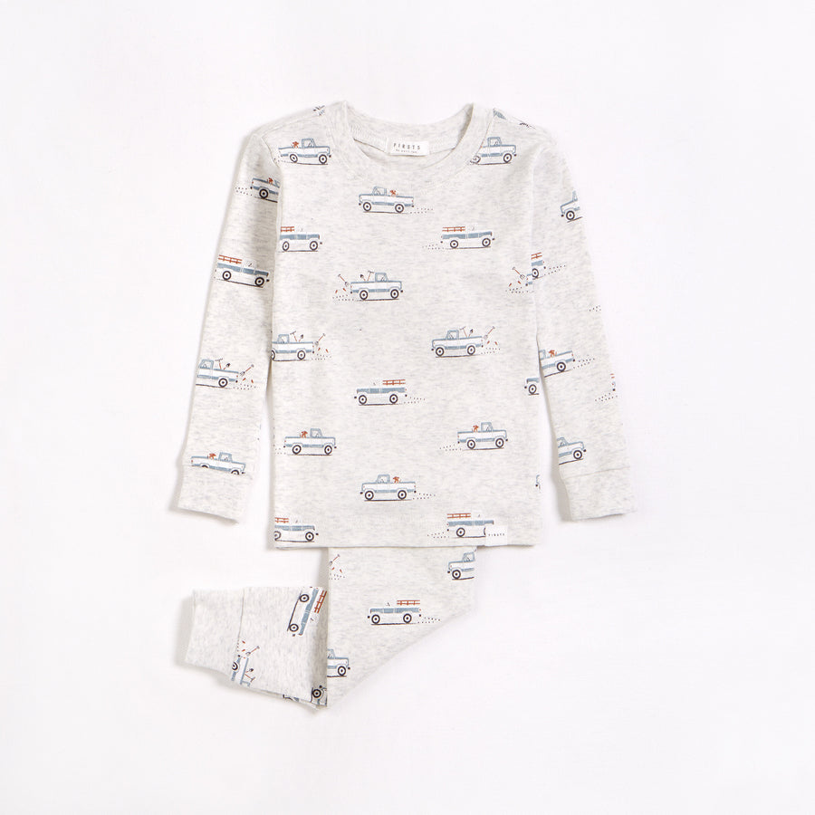 Pick Up Truck Print on Heather Grey Infant PJ Set