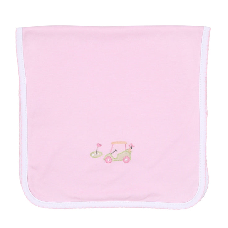 ON THE GREEN PINK EMBROIDERED BURP CLOTH