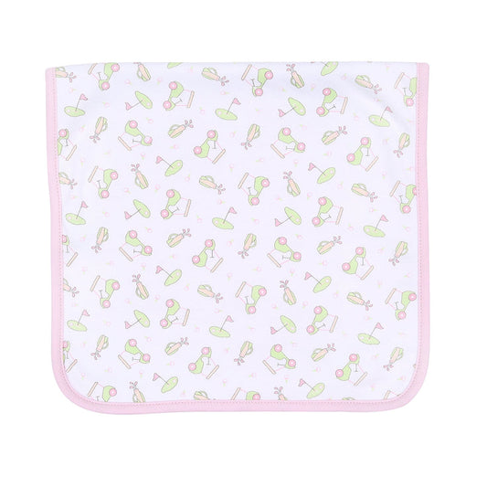 ON THE GREEN PINK PRINTED BURP CLOTH
