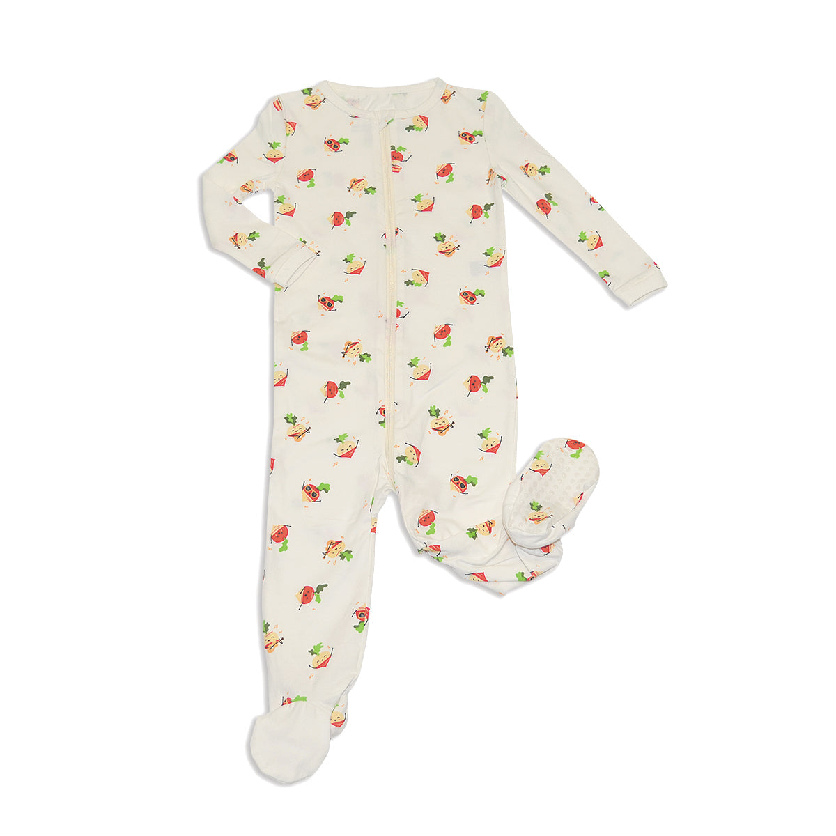 Organic Cotton Zip Up Footies (Rad Radish Print)