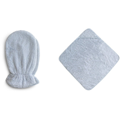 Organic Cotton Bath Mitt 2-Pack and Organic Cotton Baby Hooded Towel