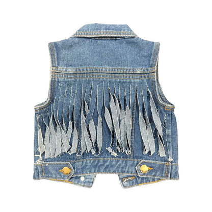 FRINGE BACK DENIM VEST