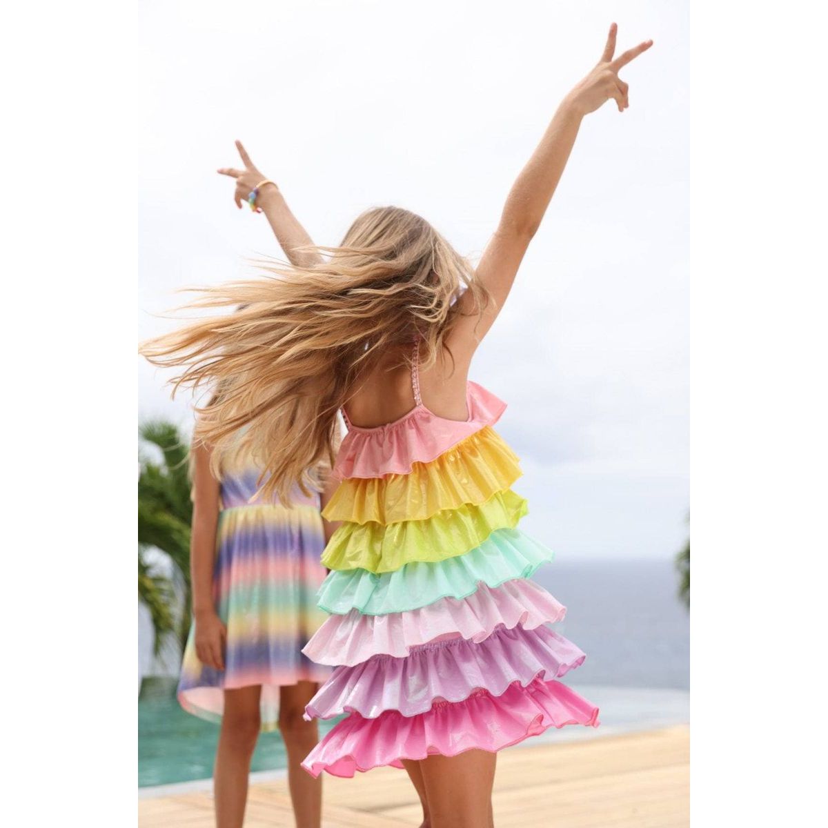 Rainbow Tiered Shimmer Dress