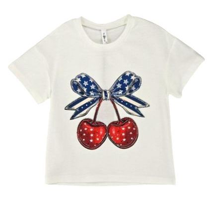 RHINESTONE PATRIOTIC CHERRIES TEE