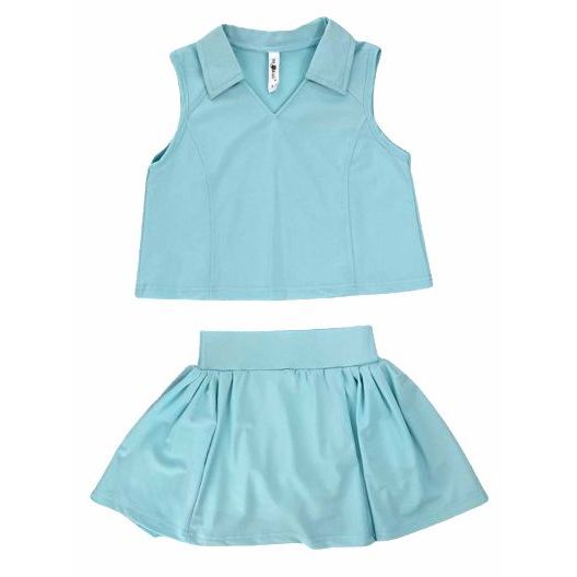 2 PIECE POLO ATHLETIC SKORT SET BLUE