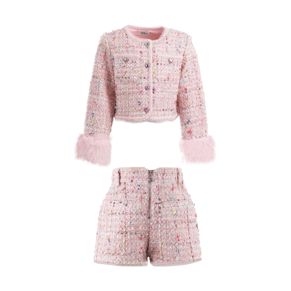Gabriella Fur Trim Shorts Set