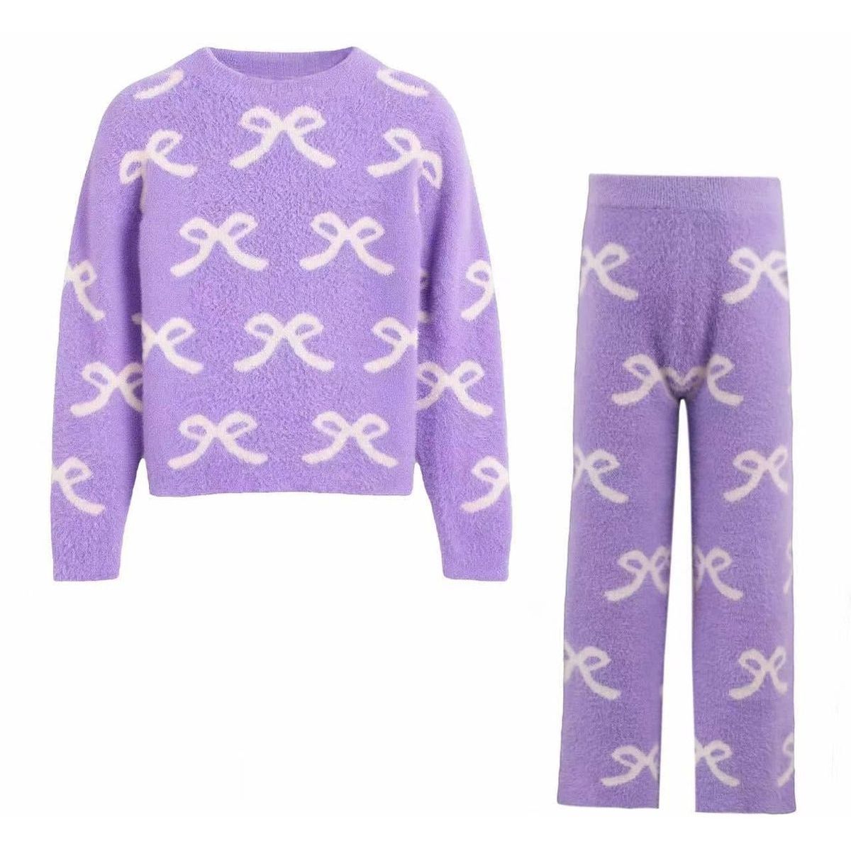 Lavender Pretty In Bows Fuzzy Set