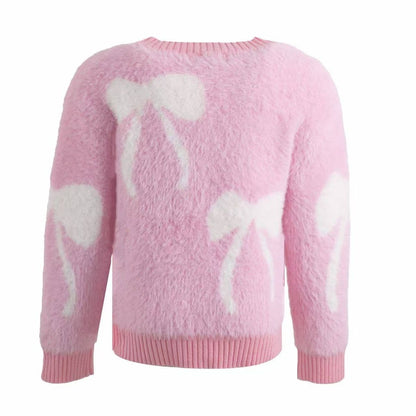Fuzzy Bow Cardigan