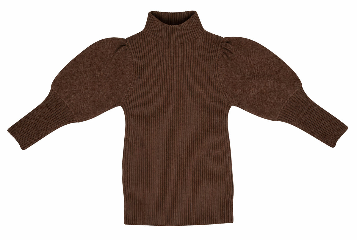 RIBBED DOLEMAN SLEEVE SWEATER IVORY or BROWN