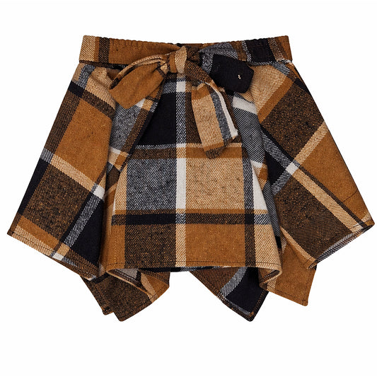 PLAID FRONT TIE SKORTS