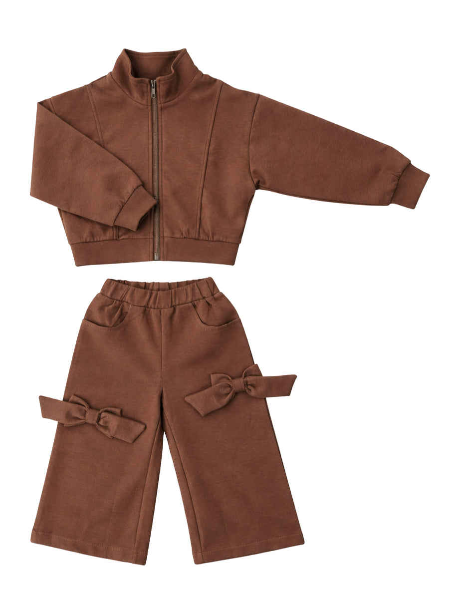 2 PIECE BOW PANTS SWEATSUIT SET