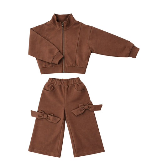 2 PIECE BOW PANTS SWEATSUIT SET