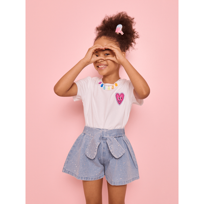 Sparkle Bow Denim Short