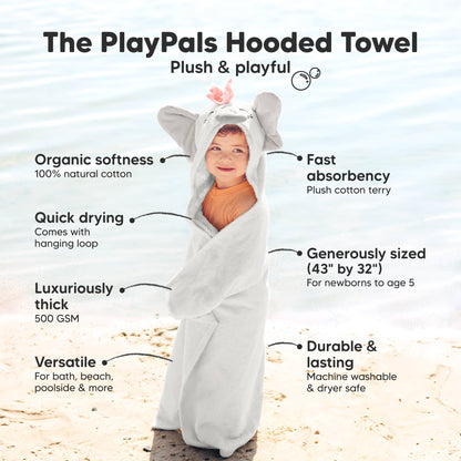 Playpals Hooded Baby Bath Towels for Newborn