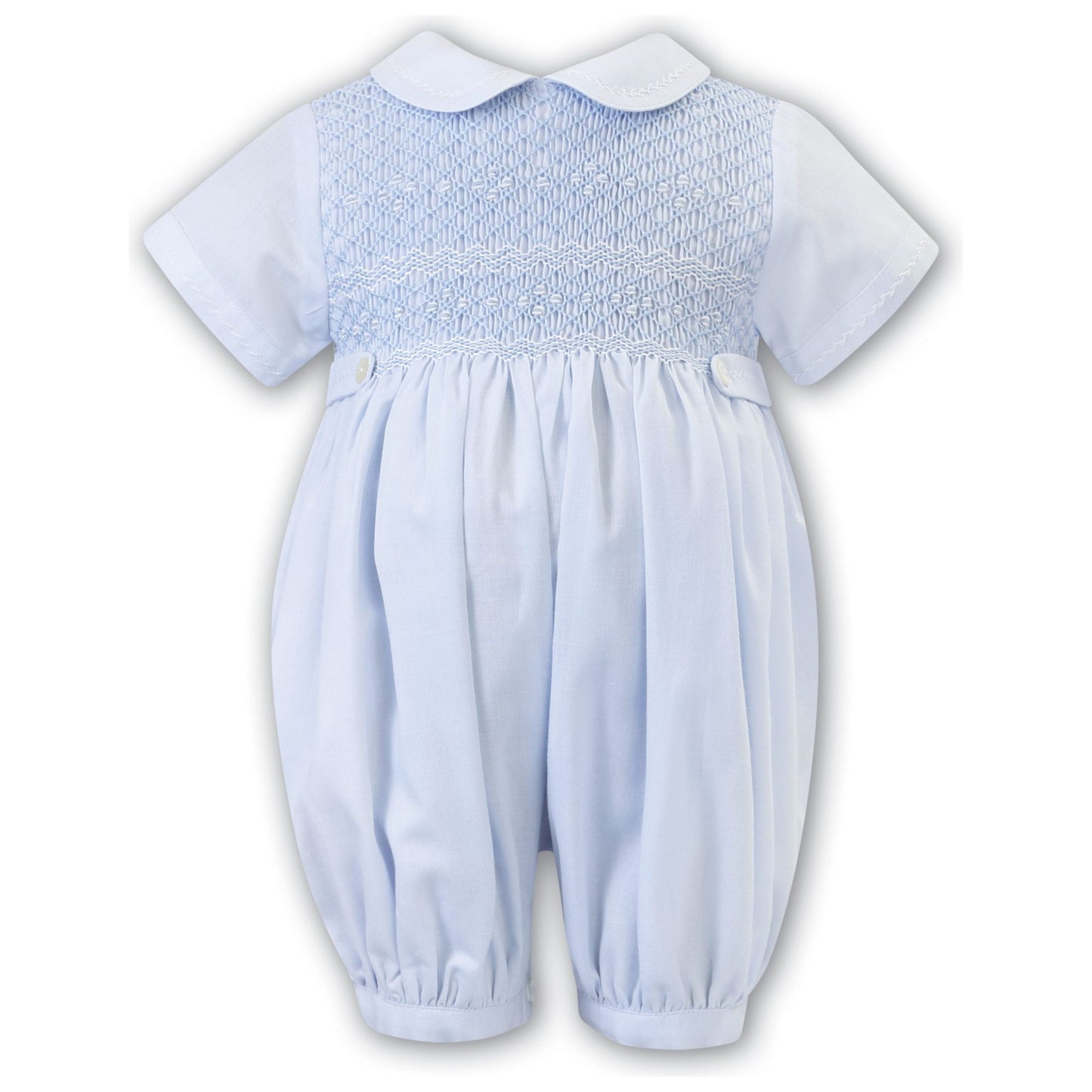 Blue w/White or White/Navy Hand Smocked Romper