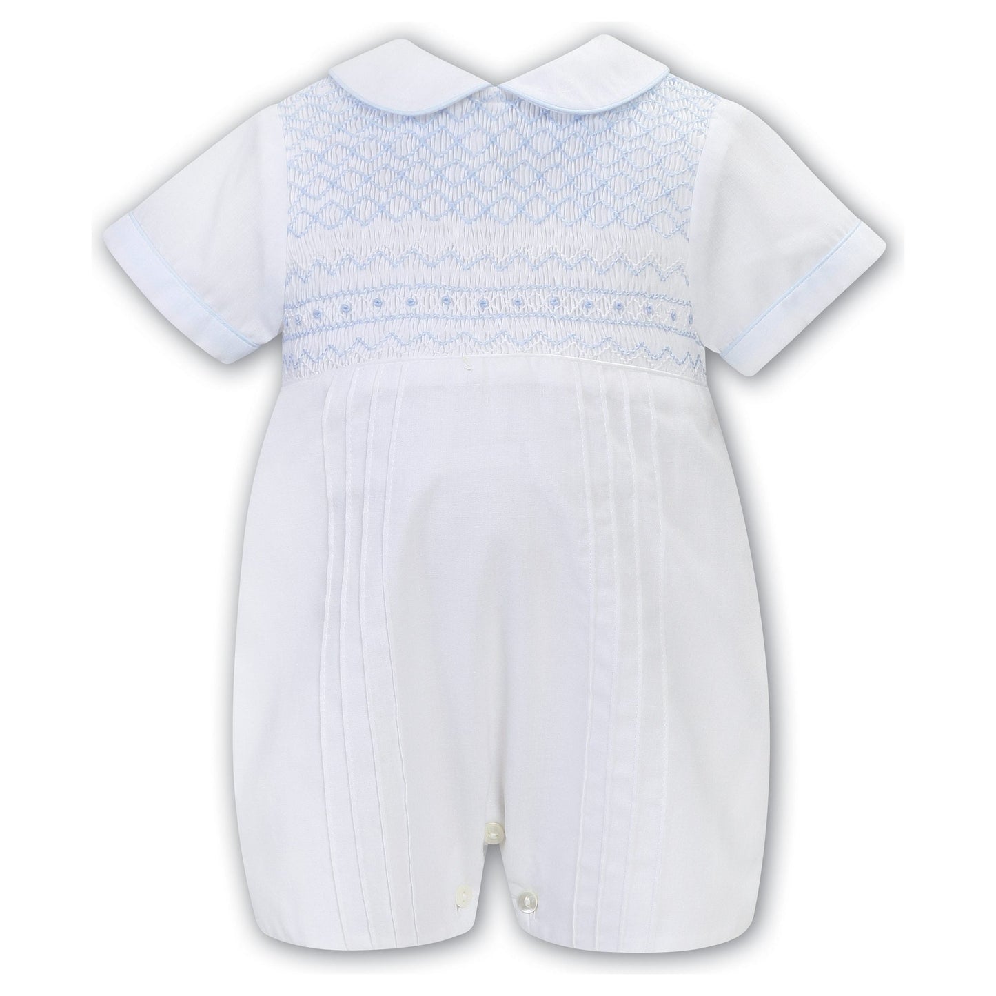 Romper White w/Light Blue Trim