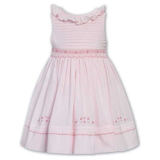 Pink Hand Emb Hand Smocked Dress