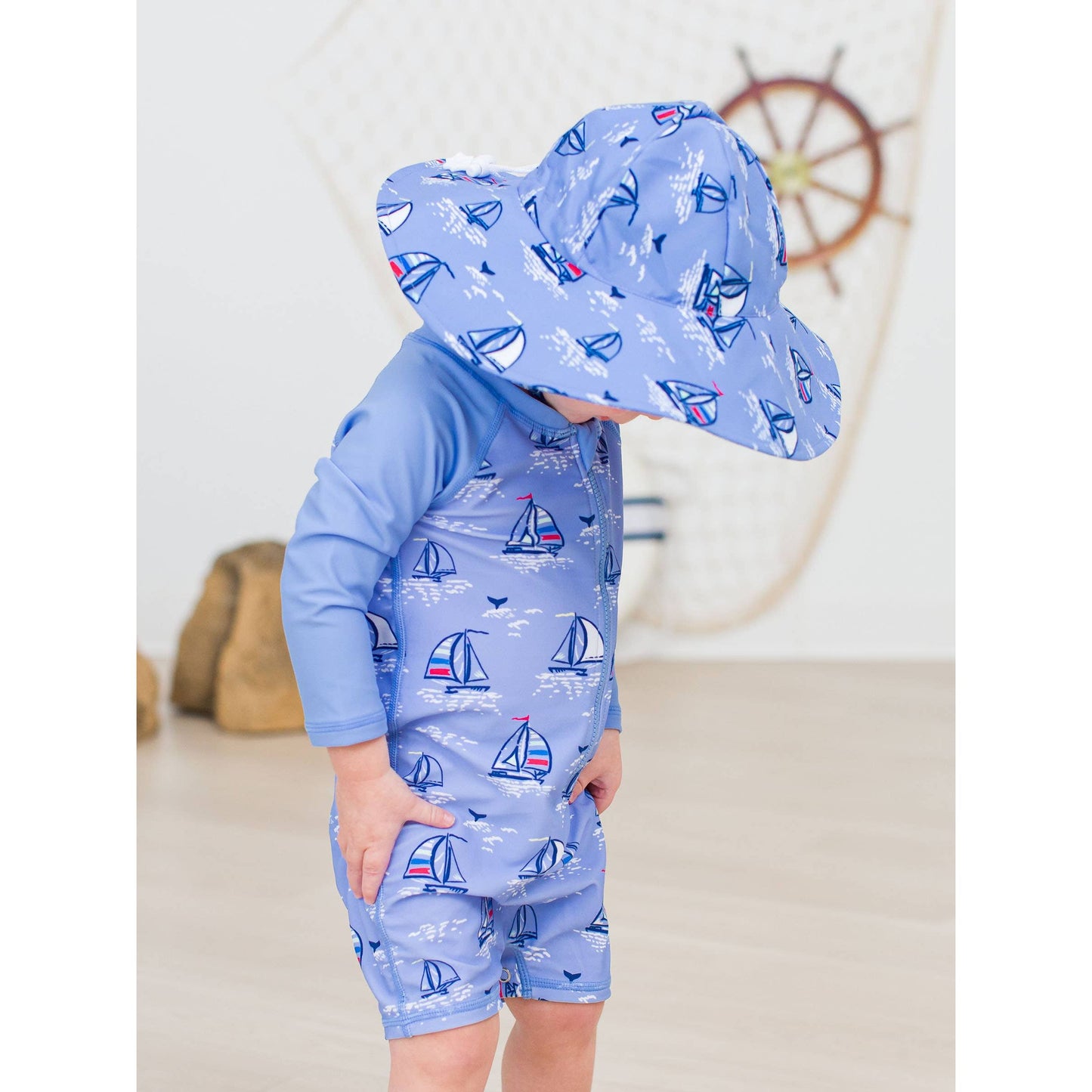 Kids Blue Seas the Day Sun Protective Hat
