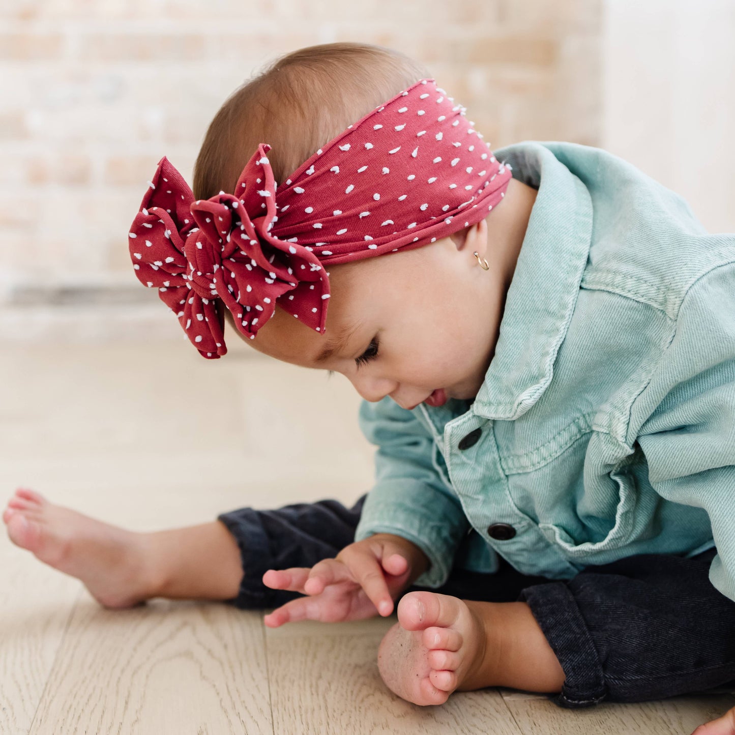 Baby Bling® Shabby Dot FAB-BOW-LOUS® soft nylon bow headband