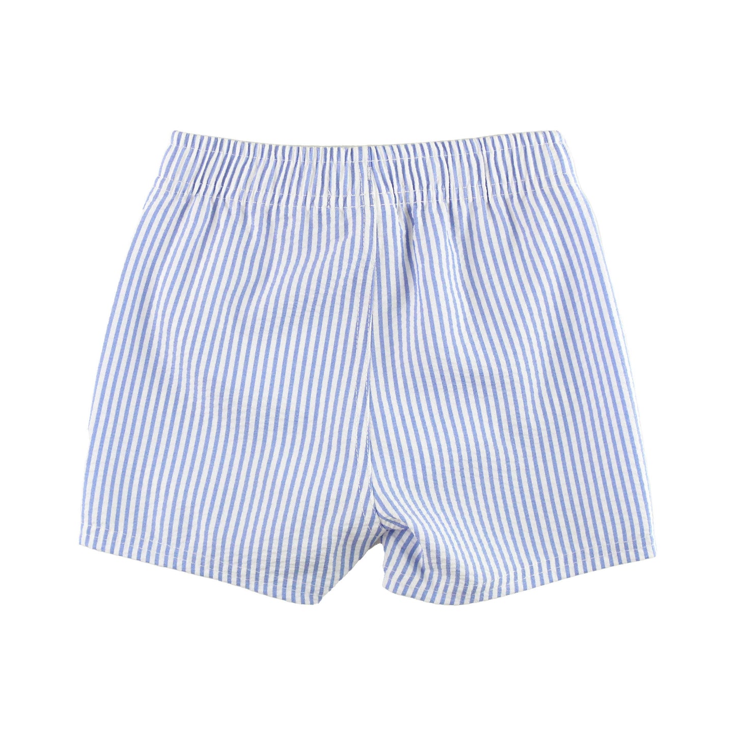 Boys Periwinkle Blue Seersucker Swim Trunks