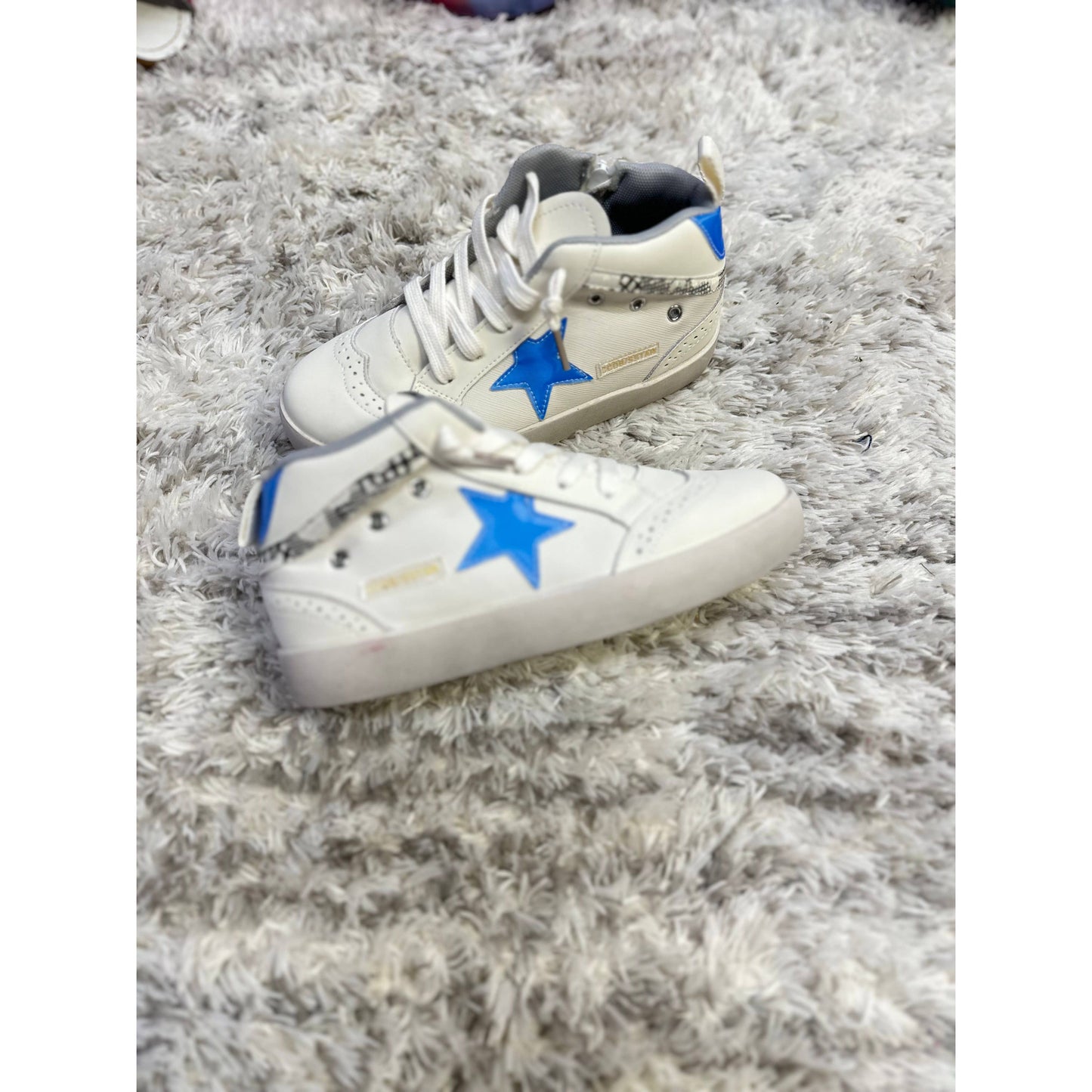 White With holographic Blue Star- Kids