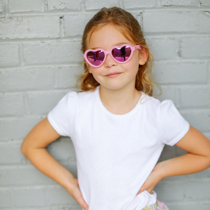 Frosted Pink Heart | Purple Polarized Mirrored Lenses: Ages 3-5