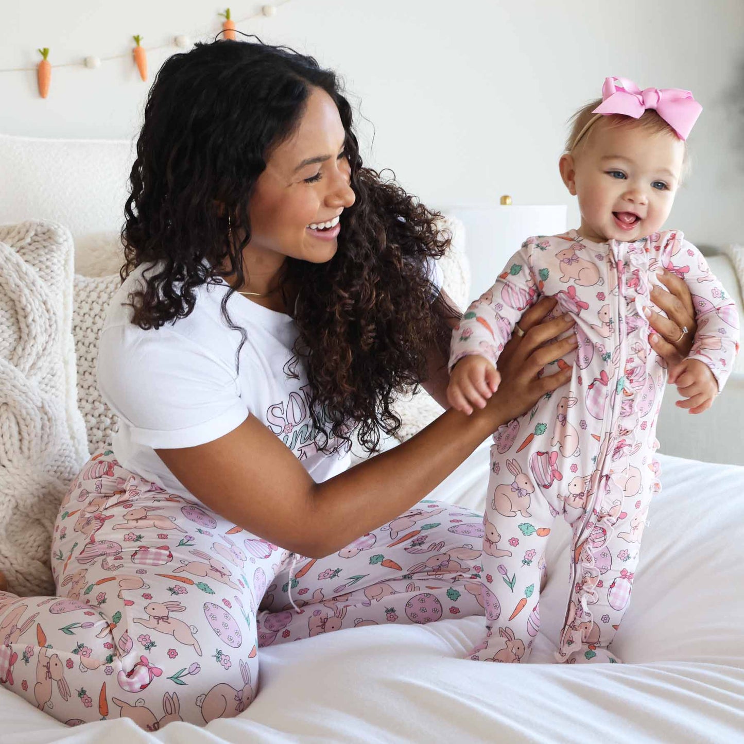 Hoppy Spring Ruffle Zipper Footie | Pink