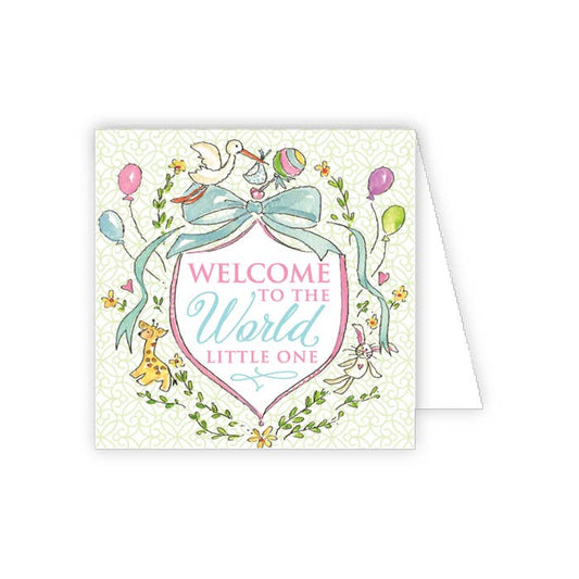 Welcome To The World Little One Animal Crest Enclosure Card