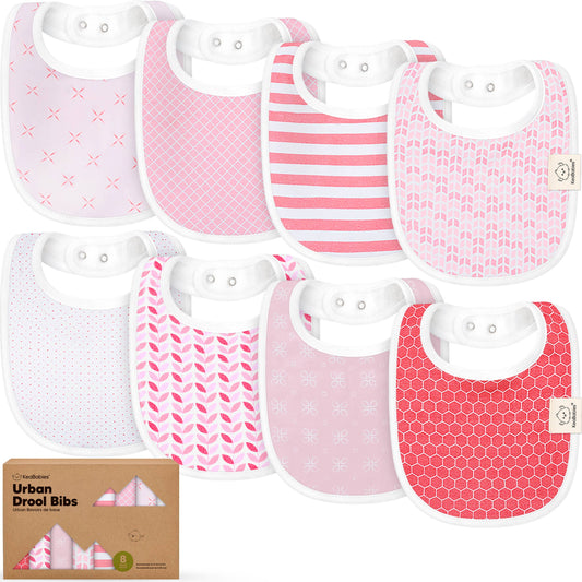 8-pack Urban Drool Bibs for Teething Baby Boys and Girls