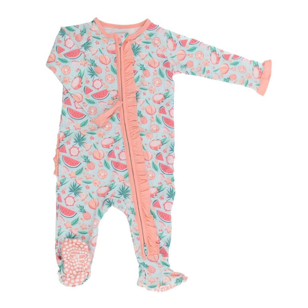 Ruffle Footie Asst Prints Sweet Bamboo