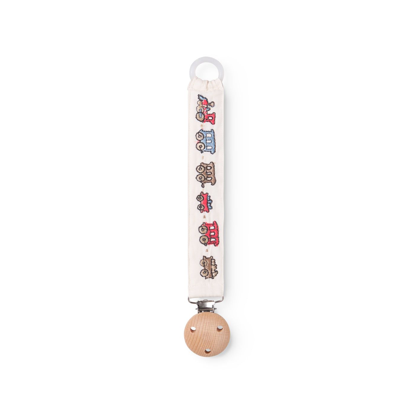 Alo Embroidery - Pacifier Cord, Trains Emb