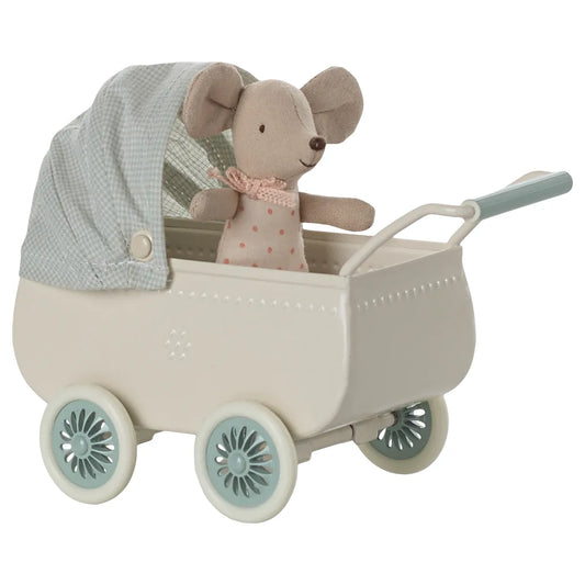 Pram w baby mouse - mint