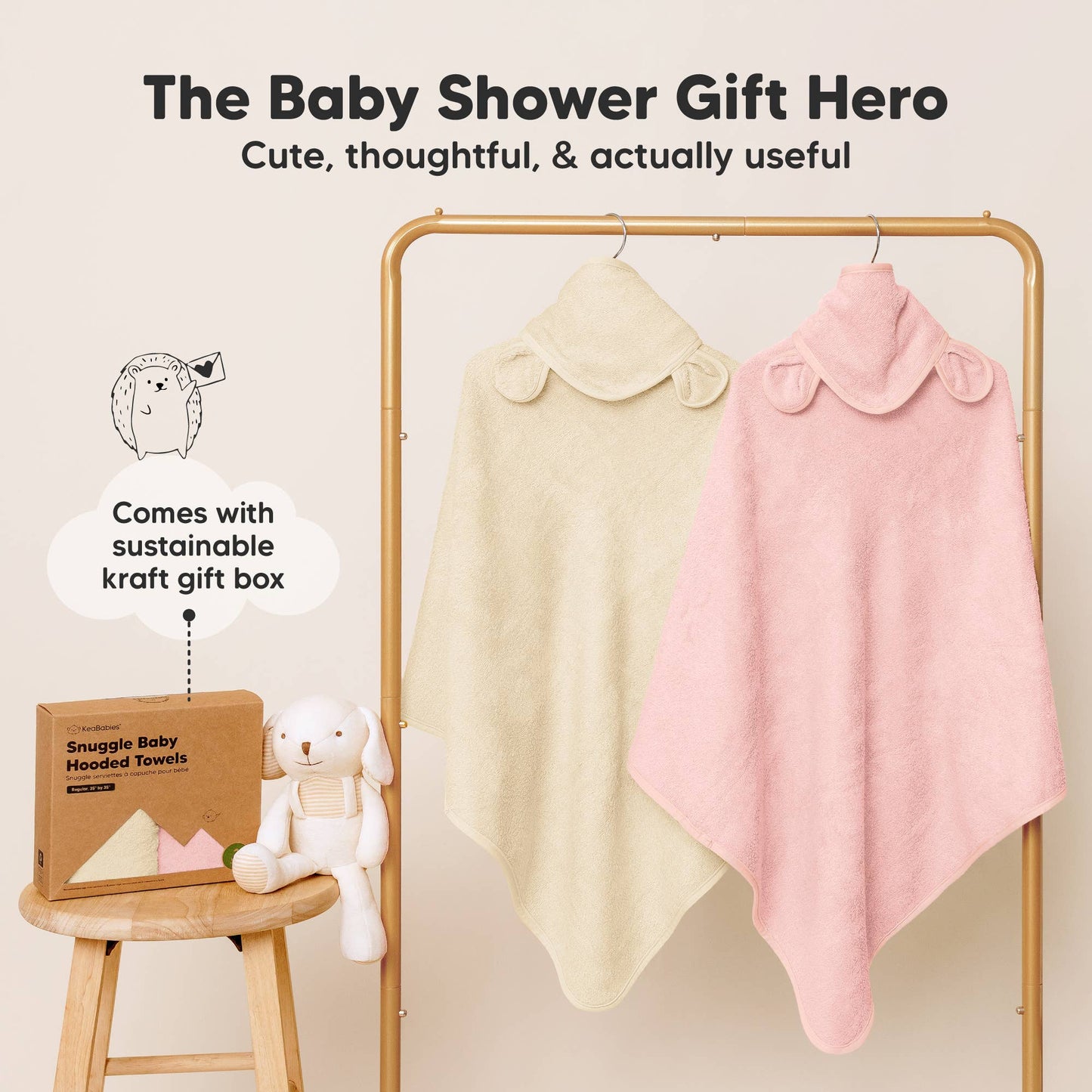 KeaBabies 2-pack Snuggle Baby Hooded Towels