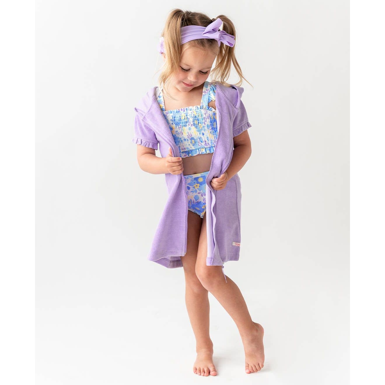 Girls Lavender Terry Full-Zip Cover Up