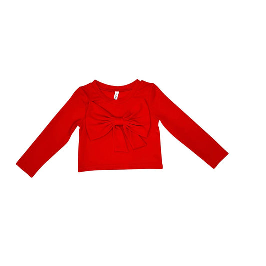 Big bow long sleeve shirt Red