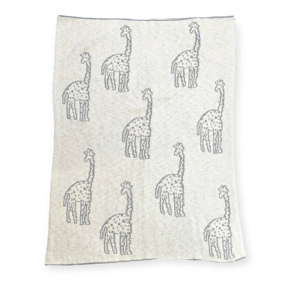 Giraffe-Organic REVERSIBLE Jacquard Knit Baby Blanket