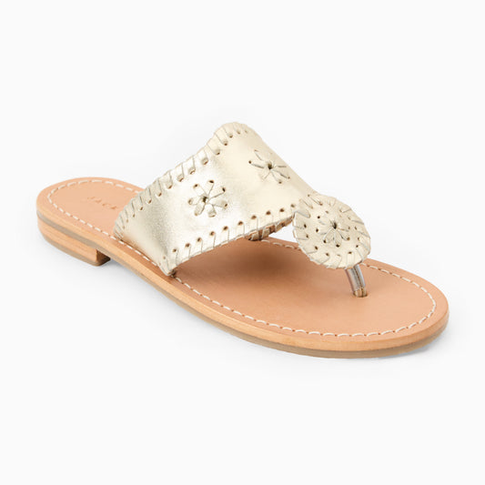 Girls Jacks Flat Sandal - Metallic Nappa Platinum