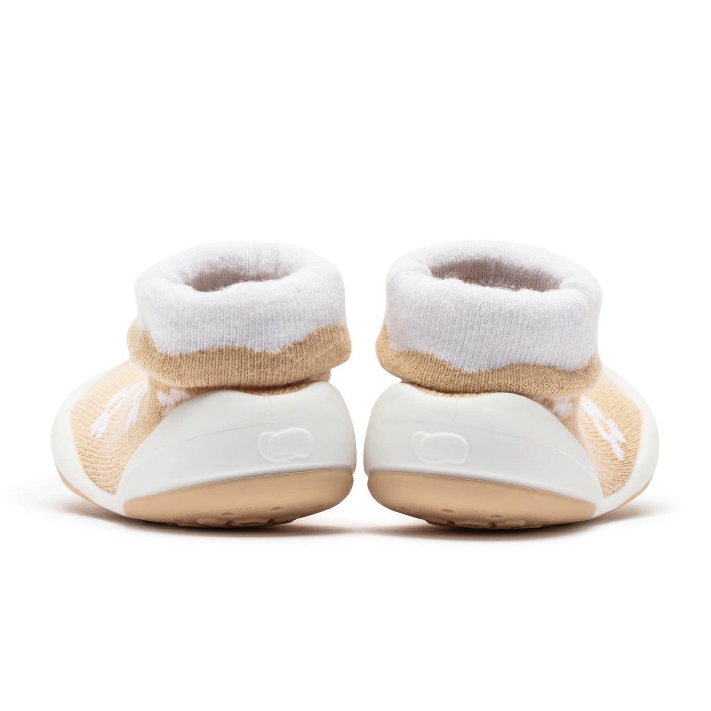 Komuello first walker baby sock shoes - Daisies - Latte