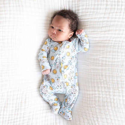 Silly Goose Zipper Footie | Blue