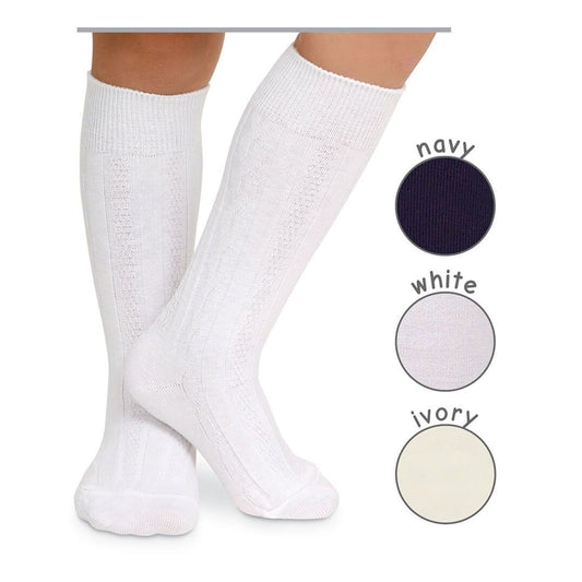 Classic Cable Knee High Socks 1 Pair White