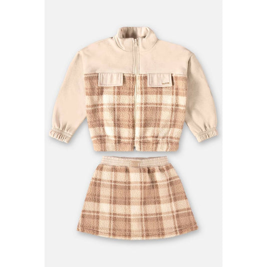 GIRLS' JACKET AND SHORTS-SKIRT SET