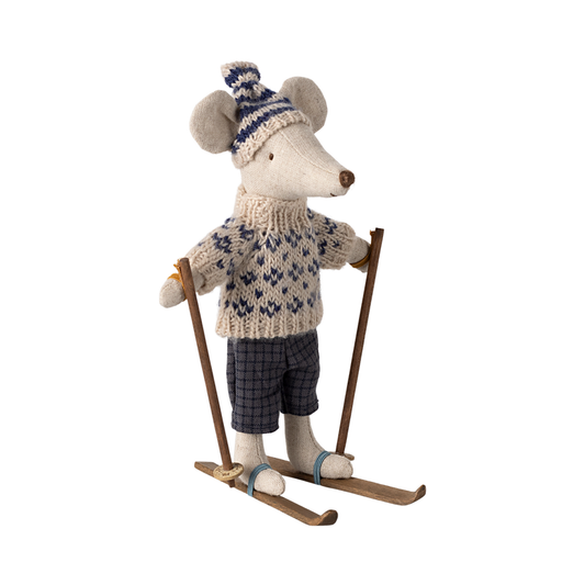 Winter mouse with ski set, Dad - Blue