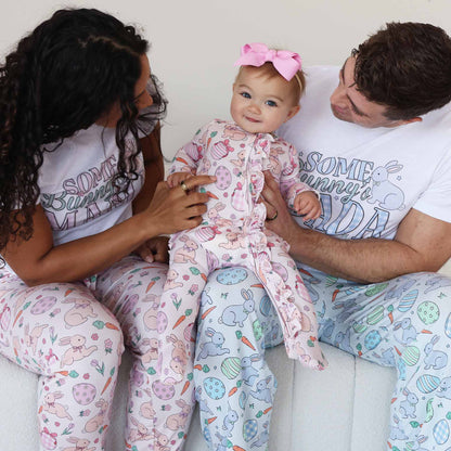 Hoppy Spring Ruffle Zipper Footie | Pink