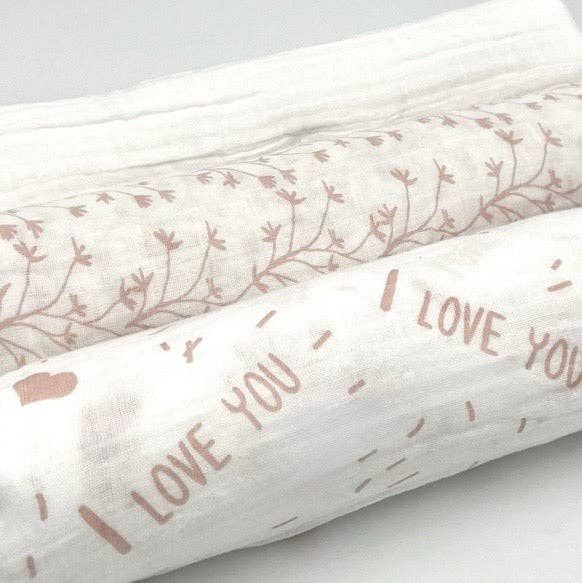 Swaddle Muslin Blankets: IN THE MEADOW, Set of 3, Girl Newborn Gift