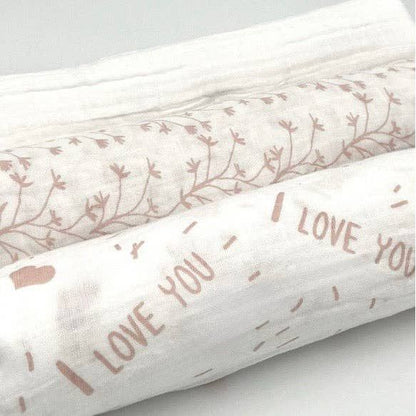 Swaddle Muslin Blankets: IN THE MEADOW, Set of 3, Girl Newborn Gift
