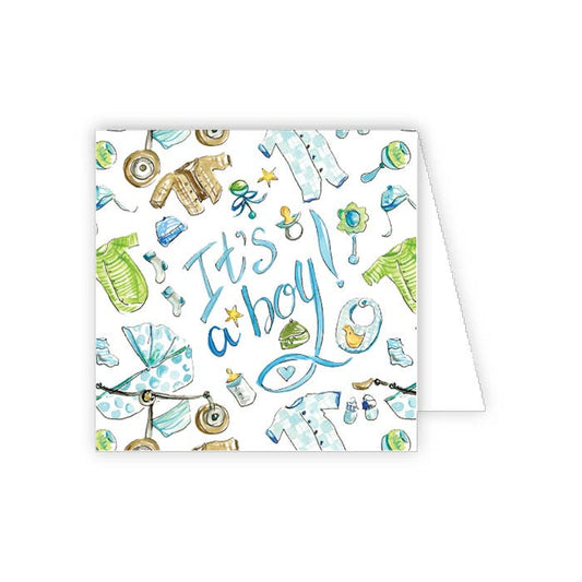 It's A Boy Handpainted Baby Icons Blue Enclosure Card