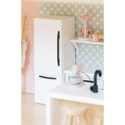 Dollhouse Refrigerator | White with Black Hardware