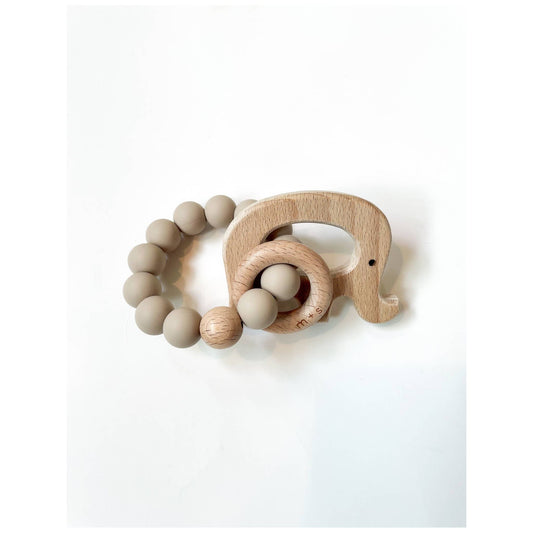 Elephant Teether- Silicone and Beech Wood