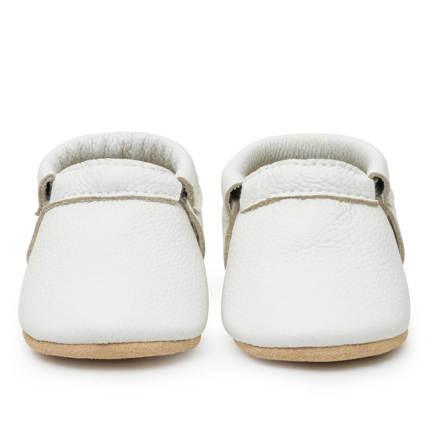 Fringeless Baby Moccasins - Leather Baby Shoes (Seashell)