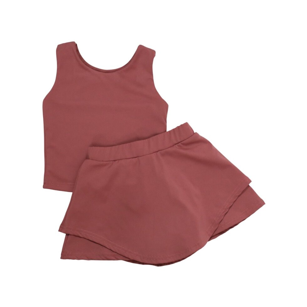 Skort Set Solid Brown